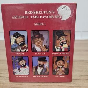 Red Skelton Artistic Tableware Decor Series I Clown Collection Set coasters rare